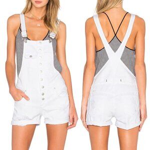 Lovers and Friends Shane Overall Shortall M Kinston White Denim Distressed $178